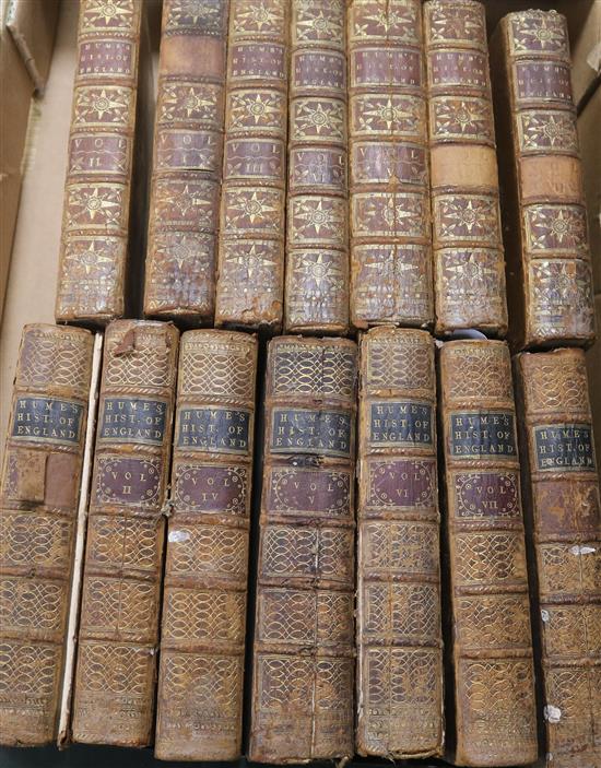 Hume (David), The History of England, London, A. Millar, 1763, Vols 1-VII  and another part set, Vols 1-II & IV-VIII (14),